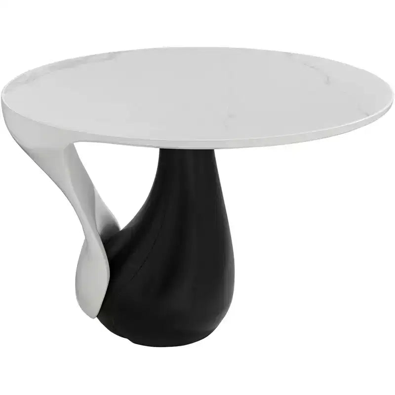 Modern Black Oval Coffee Table 27 1/2 x 17 1/2 White Marble Tabletop and Side for Living Room Bedroom House
