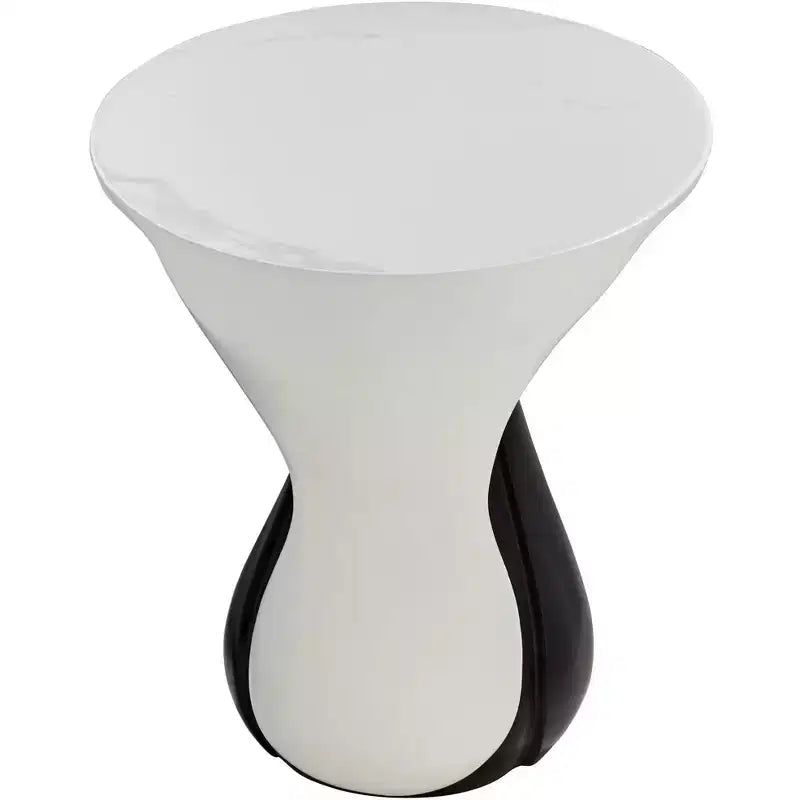 Modern Black Oval Coffee Table 27 1/2 x 17 1/2 White Marble Tabletop and Side for Living Room Bedroom House