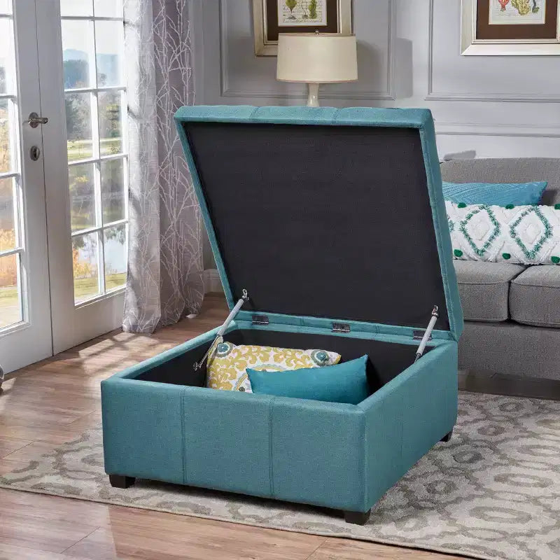 Contemporary Upholstered Tufted Storage Ottoman
