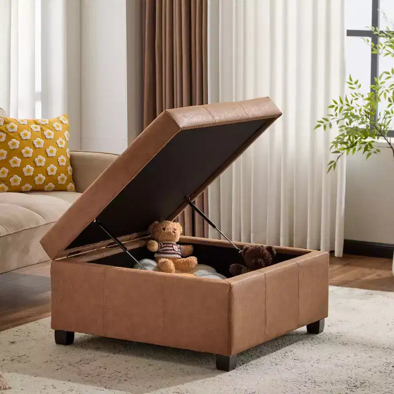 Contemporary Upholstered Tufted Storage Ottoman