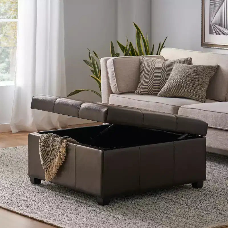 Contemporary Upholstered Tufted Storage Ottoman
