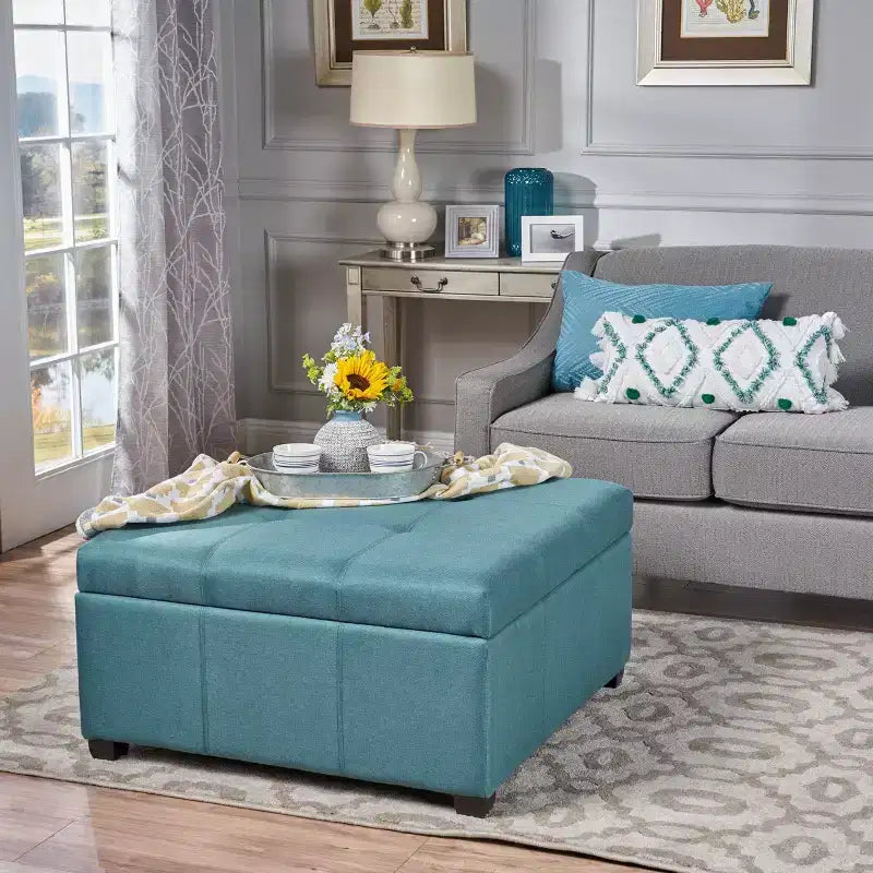 Contemporary Upholstered Tufted Storage Ottoman
