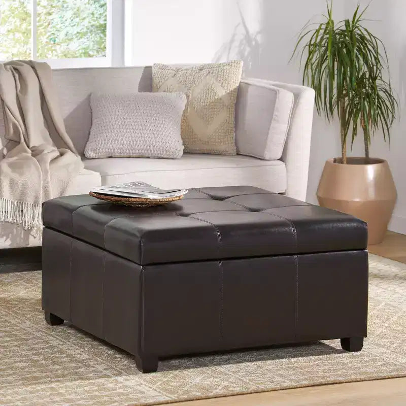 Contemporary Upholstered Tufted Storage Ottoman