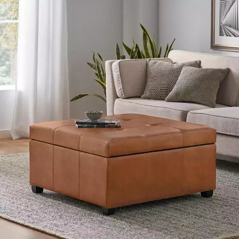 Contemporary Upholstered Tufted Storage Ottoman