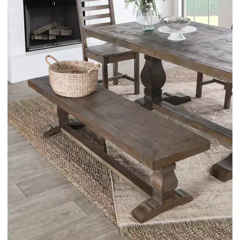 Classic Farmhouse 66" Wooden Dining Bench