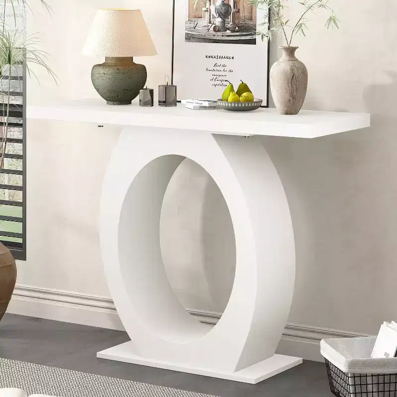 Modern Acacia Wood Egg-Shaped Base Console Table