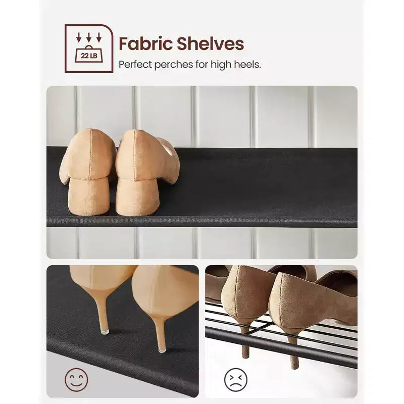 Hall Tree with Bench and Shoe Storage, Entryway Bench with Coat Rack Stand and Shoe Rack, Fabric Shelves