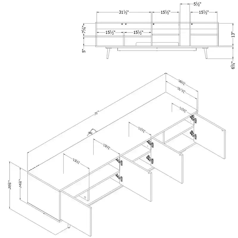 TV Stand for TVs up to 75" with Doors