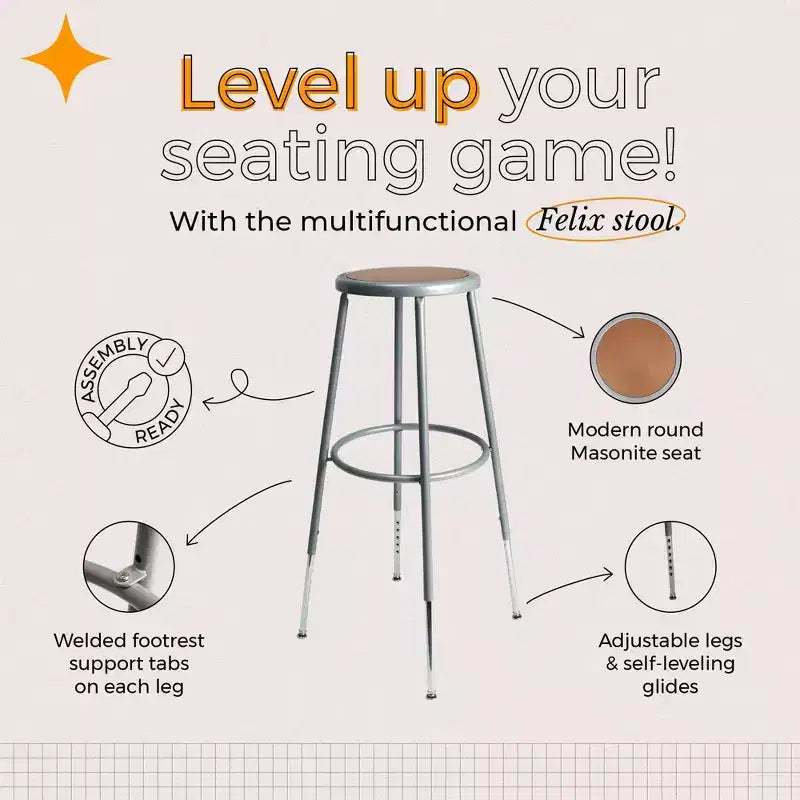 32-39" Adjustable Height Steel Stool