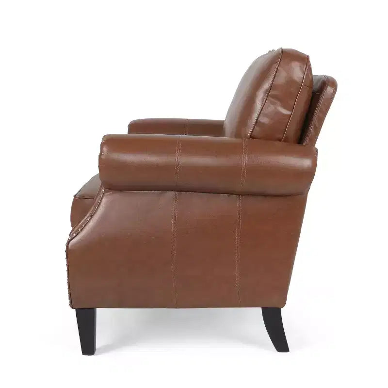 Faux Leather Club Chair with Nailhead Trim