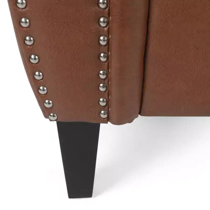 Faux Leather Club Chair with Nailhead Trim