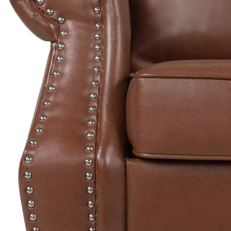Faux Leather Club Chair with Nailhead Trim