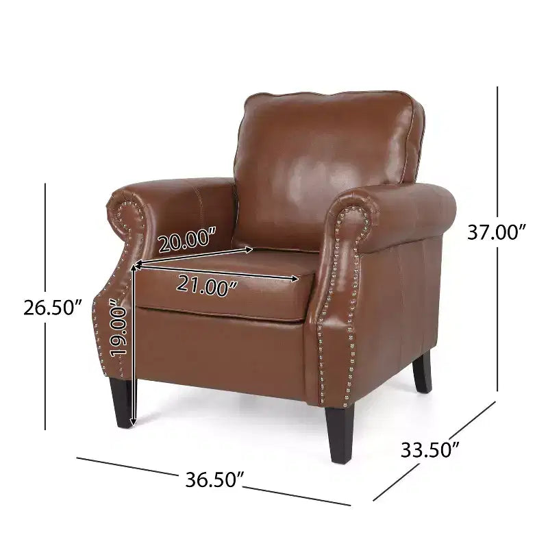 Faux Leather Club Chair with Nailhead Trim