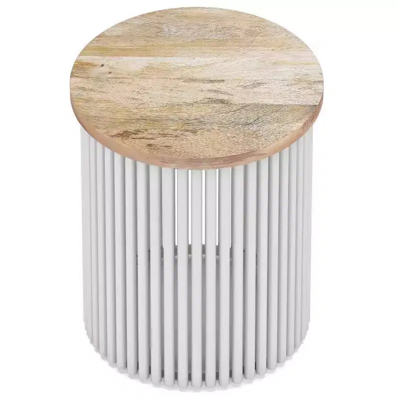 18" Metal and Wood Accent Table