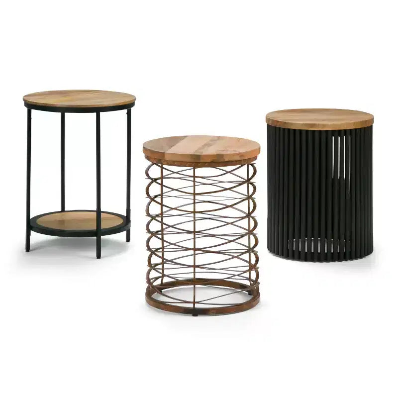 18" Metal and Wood Accent Table