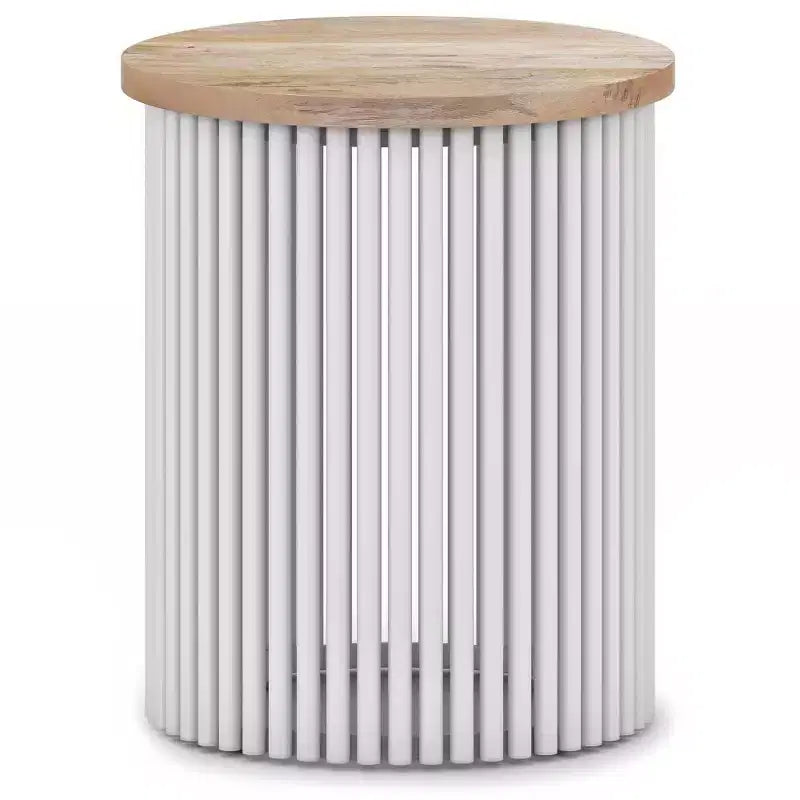 18" Metal and Wood Accent Table