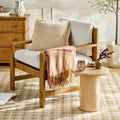 Round Travertine Accent Table