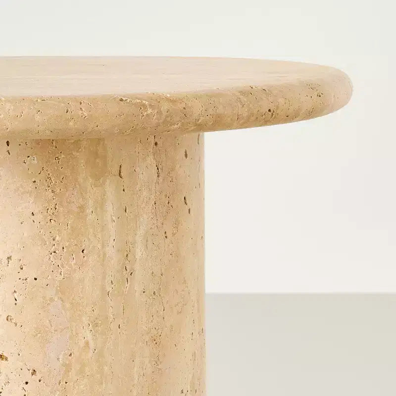 Round Travertine Accent Table