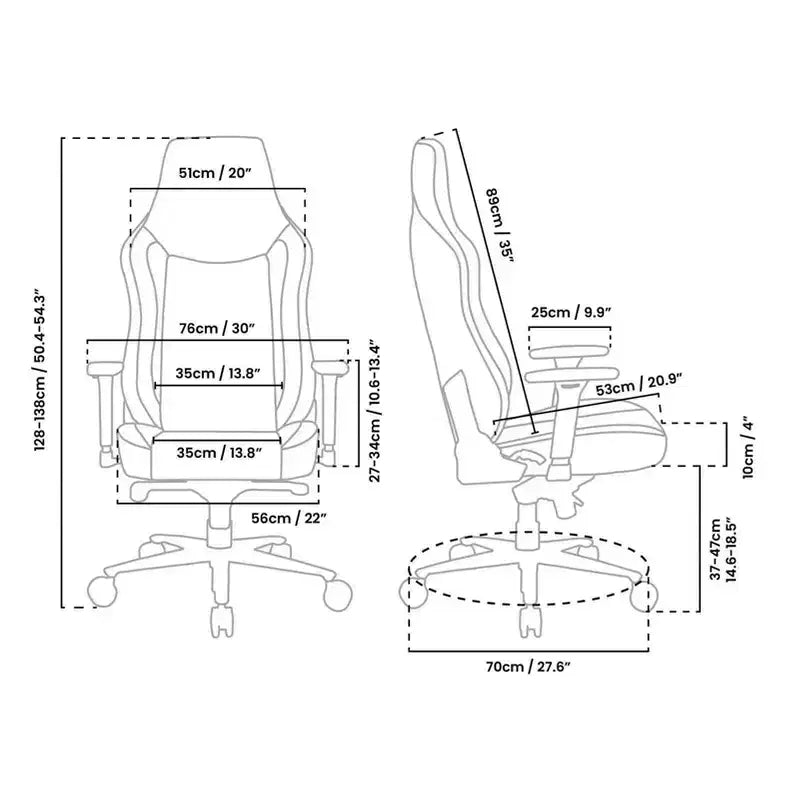 Ergonomic Office and Gaming Chair with Recliner Swivel Tilt Rocker Adjustable Height and Lumbar and Neck Support